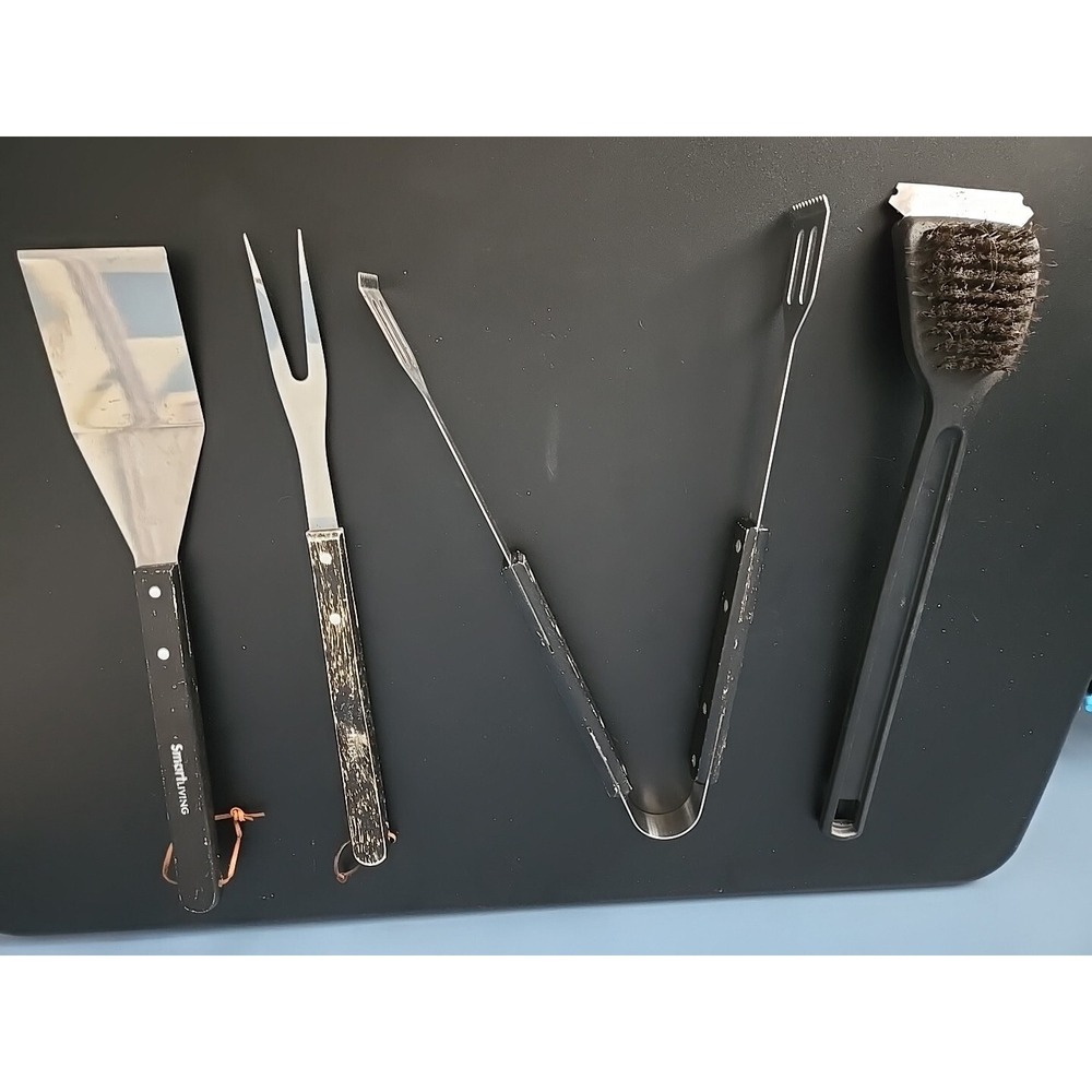 Smart Living BBQ Grilling Utensils Fork Spatula Tongs Brush Lot‎ Set Of 4